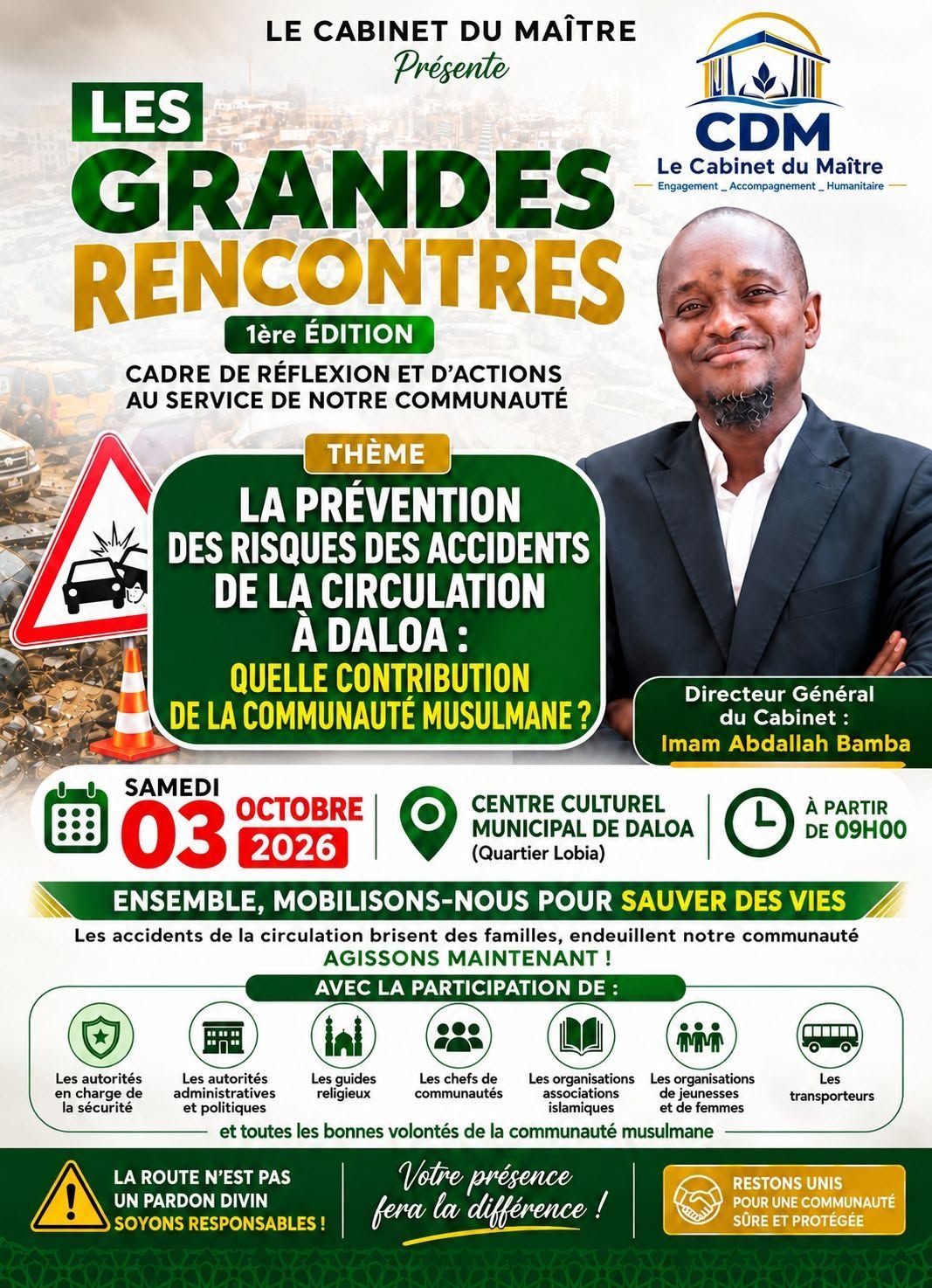 Affiche des Grandes Rencontres 2026 à Daloa sur la prévention des accidents de la circulation